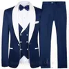 Abiti da uomo blazer rossi giuntura maschile 3 pezzi a scialle bianca smoking casual smoking uomini blazervestpants per sposi per matrimoni 2023 231128