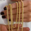 18k Real Gold Plated Twisted Rope Chain Necklace Stainless Steel Chain Choker Necklace Men Women Chains 3mm 4mm 5mm