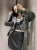 Womens Leather Faux Women Retro Jacket Street Trend PU Zipper Short Style Autumn Winter Fashion Coat 231129