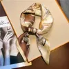 Halsdukar Summer Kerchief Hair Scarf For Women Design pannband Ribbon Satin Silk Scrunchies Ladies Neck Tie Wrup Wrap Bandana Headware J230428