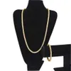 Biżuteria hip -hopowe zestawy biżuterii mrożone łańcuchy 1 rzędowy Bling bling biały czarny dhinestone tenis długie naszyjniki bransoletka bransoletka dla 227H
