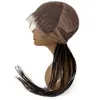 Nouveau 32 pouces tresses de maïs mélange de cheveux humains vierges européens cheveux synthétiques tresses de maïs couleur noire 180% densité perruques de dentelle complète pour femme noire