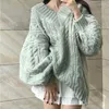 Kobiety swetry Winter Solid Vintage Sweater Pullovers Women V-Neck Ogubie Eleganckie Eleganckie Kobiety Koreańskie swobodne dzianiny 2023