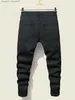 Jeans masculinos 2022 jeans masculinos legal rasgado calças magras estiramento calças jeans tamanho grande hip hop preto azul casual jogging jeans para homens l231129