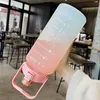 Water Bottles 2 Liter Water Bottle With Straw Motivational Drinking Sports Bottles With Time Marker Stickers For Girls 230428