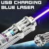 Foxlasers Blue Laser ficklampa USB-laddning 450Nm utomhus långväga laserpekare 5000m långväga räddningsindikator