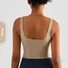 Tenue de yoga Femmes Crop Top Sports Soutien-gorge Col carré Coupe fixe Gilet d'entraînement avec coussinet Sensation nue Vêtements actifs