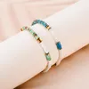 Strand Bohême En Acier Inoxydable Turquoise Bracelets À La Main Pierre Naturelle Avec Perle Plaqué Or Perle Bangel Pour Les Femmes Bijoux De Mode