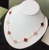Designer halsband märke hänge 10 blomma halsband modeuppsättning med diamanter eleganta klöverhalsband för kvinna smycken presentkvalitet 7 färger