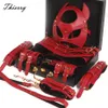 Cockrings Thierry BDSM Bondage Restraint Kits Handcuffs Collar Wrist Ankle Leg Thigh cuffs Waist Belt Mask Sex Toys For Couples Adult Game 231128