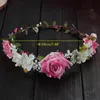 Pinces à cheveux Barrettes femmes mariage fleur guirlande couronne bandeau Floral Rose à la main vacances C1FEHair Tris22