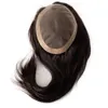 16 tum Indian Virgin Human Hair Replacement Dark Brown Color 2# 130% Densitet 7x9 Mono Topper för svart kvinna