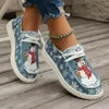 Lightweight Dress Print Casual Non-Slip Canvas Snowman Women's Flats Footwear 2024 Round Toe Lace Up Loafers Shoes Woman 231128 714