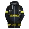 Мужские толстовки с капюшоном Хипстер Косплей Пожарный 3D-печатная пожарная куртка Мужчины и женщины Модные пуловеры для мальчиков Уличная одежда Большой размер 231129