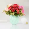 Kwiaty dekoracyjne sztuczne 7 głów Pink jedwabna herbata róża piwonia fałszywy kwiat do majsterkowiczów