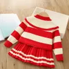 Ensembles de vêtements Robe tricotée pour filles Pull d'hiver Fête de Noël Manches longues tricotées Vêtements pour enfants Vêtements pour bébé de 0 à 6 ans O 231129