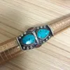 Küme Yüzükleri RG348 Vintage Tibet Süper Çapında Parmak Yüzük Nepal El İşçili Bakır Kakma Doğal Turquoises Taş Başparmak