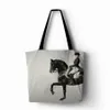 Storage Bags Both Sides Printed Horse 2 Designs On 1 Handbag Linen Polyester Women Shopping Tote Home With Casual Traveling Beach 272p