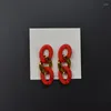 Stud -oorbellen S925 naald 6 cm lengte eenvoudige vaste kleur acryl ketting druppel oorbel voor vrouw mode Koreaanse oversized grote geschenk sieraden