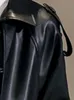 Trench da donna Nerazzurri Primavera Nero Oversize Lungo Trench in pelle impermeabile per donna Manica lunga Allentato Abbigliamento moda coreana 231128