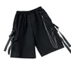 Heren shorts plus size mid-rise elastische tailleband multi-zakken kettingband mannen buiten fitness lading korte broek