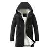 Heren Down Parka Winter Capuchon Mannen Windjack Verdikte Fleece Voering Jas Rits Middellange Overjas 231129