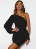 Feestjurken avrilyaan een schouder pelated sexy jurk vrouwen backless elegante nacht feestjurk zomer girding bodycon mini jurk vestido w0428