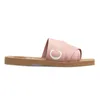Designer tofflor kvinnor berömda sandaler woody mule strandskor web svart tryck bild duk gummirosa sandal sommar platt toffel 36-41