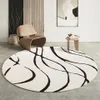 Tapis rond moderne pour salon, décoration géométrique, noir, blanc, doux, Shaggy, chambre à coucher, chaise moelleuse, Mat210Q