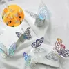 Autocollants muraux 12 pièces, papillons décoratifs 3D creux, accessoires pour la maison, Bouquets de ballons de mariage, décoration 231128