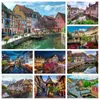 Стич DIY 5D Little Venice of Colmar France Пейзажа Diamond Painting Эльзас Цветочный городок с мостом ландшафт крест