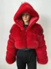 Frauen Pelz Faux BEIZIRU Winter Frauen Echt Mantel Mit Kapuze Rot Silber Waschbären Reißverschluss Top Luxus Natürliche Mädchen Jacken 231128