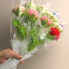 装飾的な花手編みのローズブーケ自家製かぎ針編み終了したニットフラワーヒマワリチューリップバレンタインの母親の日の日