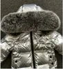 Manteau d'hiver plus épais pour enfants, doudoune globale, grand col en vraie fourrure, costume de Ski pour garçons et filles, veste chaude argent ws1876 231129