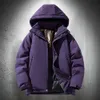 Herren Daunenparkas Lila Pufferjacke Männer mit Kapuze Baumwolle gepolsterte Jacken Windjacke Wasserdichte Outdoor-Wander-Trekking-Parka-Mäntel 231129