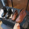 Laarzen kinderen trendy klinknagels zwart bruin kinderen korte laars ronde neus ritssluiting aan de zijkant antislip enkel jongens meisjes cowboy 231128