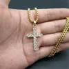 Pendant Necklaces Iced Out Zircon Small Cross Necklace Chain Women's Hip Hop Jewelry Stainless Steel CZ Bling Religious 231128