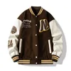 Herrjackor manlig college student baseball bomber jacka hip-hop harajuku ben bokstav lapp arbete läderjacka gatan kläder kvinnliga unisex college jacka 231129