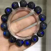 Ketting Natuurlijke Zwarte Labradoriet Blauw Licht Kristal Ronde Kralen Armband 13mm Cat Eye Vrouwen Mannen Maansteen AAAAA 231129