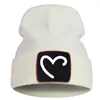 Berets Hat Love Heart White Print Bonnets For Women Streetwear Men's Bobble Hats Balaclava With Hip Hop