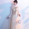 Бальные платья Платья подружки невесты Зимние утолщенные и теплые вечерние платья в китайском стиле с длинными рукавами для ежегодных встреч для женщин