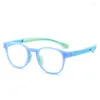 Sunglasses Round Frame Kid Anti-Blue Light Glasses TR90 Retro Ultra Eyeglasses Flat Mirror Boy Girl Class Goggles