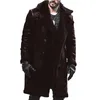 Men's Trench Coats Men Youth Winter Warm Overcoat Faux Leather Mid-Length Parka Fashion Coat