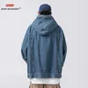 Mens Hoodies Sweatshirts Vintage Denim Hoodie Loose Pullover Black Hooded Womens Jacket Harajuku Oversized Hip Hop Streetwear Y2K Clothing 231129