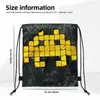 Shopping Bags Thought Space Invaders Retro Game Portable Hiking Drawstring Riding Gym Clothes Storage Backpacks