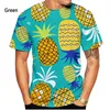 Herr t-skjortor mode rolig frukt ananas män och kvinnor 3D trycker avslappnad kortärmad t-shirt