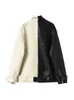 Kadın deri sahte ftlzz bahar sonbahar yaka bir ekleme pu ceket kadın moto frenulum yumuşak ceket sırt ile gevşek dış giyim kemer 231129