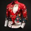 Мужские классические рубашки Санта-Клаус Рождественская елка повседневная мужская рубашка для ежедневных прогулок осенне-зимней эластичной рубашкой с длинными рукавами и манжетами в четырех направлениях 231129