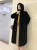 Женские длинные пальто из искусственного меха с утолщенным капюшоном, толстые зимние куртки с имитацией норки, корейские теплые роскошные плюшевые женские свободные пушистые пальто Jaqueta 231129