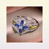 Sıcak satış yüzüğü Kadınlar için Vintage Moda Takı 925 STERLING Gümüş Mavi Safir Kristal Elmas Partisi Kadınlar Düğün Nişan Yüzük1908467